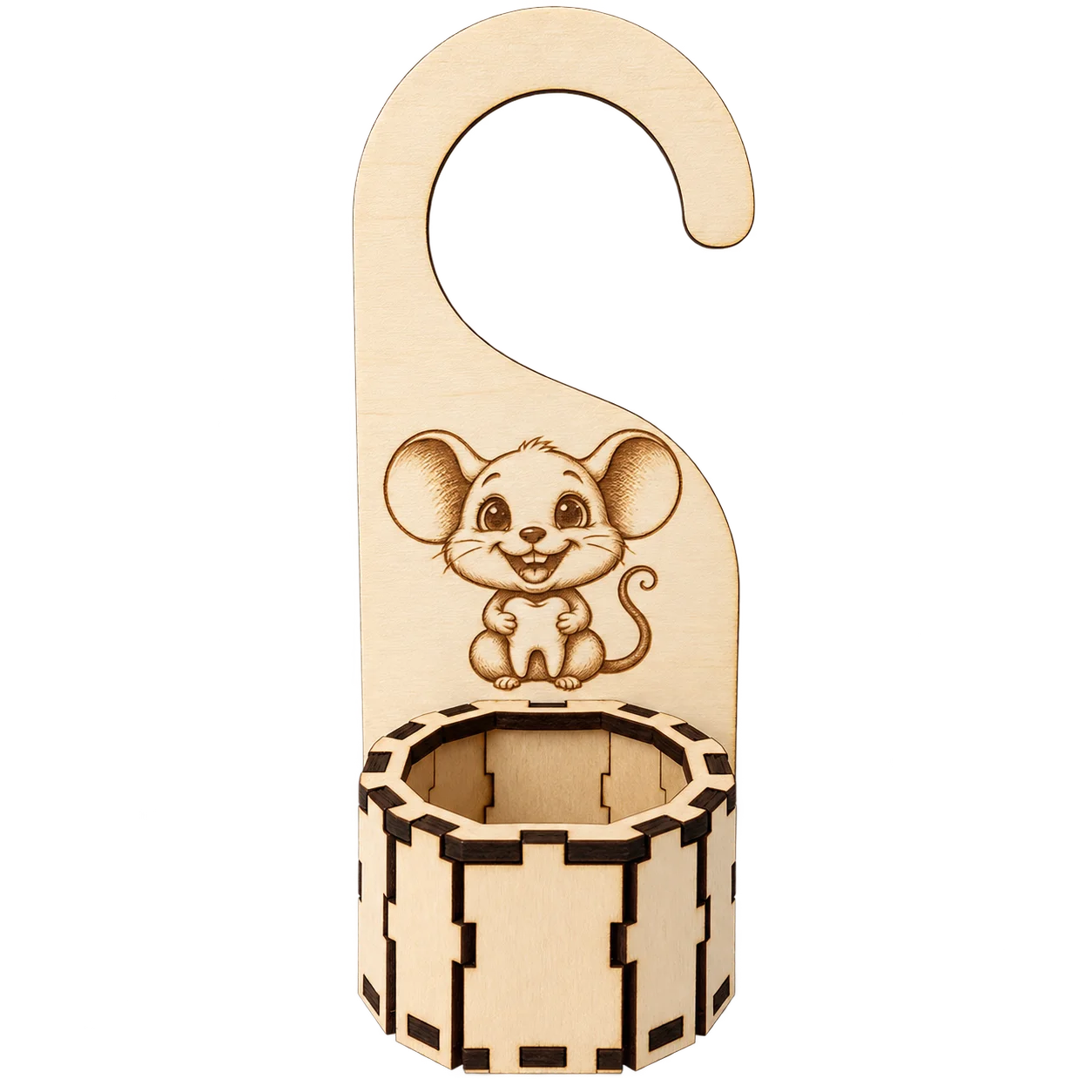 Accroche-porte boîte à dents de lait personnalisée – Petite Souris câline