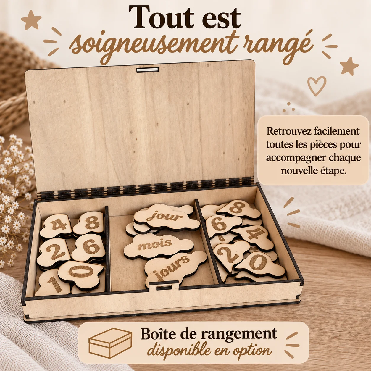 Cartes étapes bébé en bois personnalisées – Licorne & Arc-en-ciel – Image 6