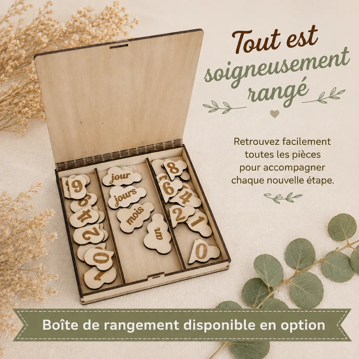 Cartes étapes bébé en bois personnalisées – Montgolfière – Image 5