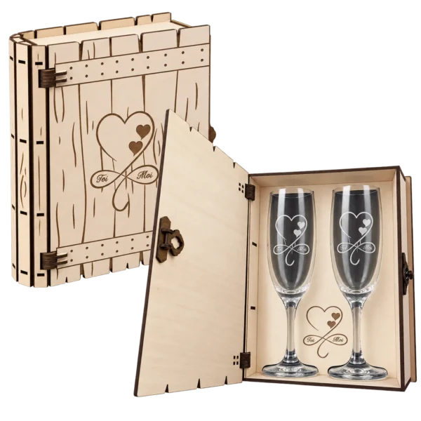 Coffret 2 flûtes à champagne personnalisé – Toi & Moi