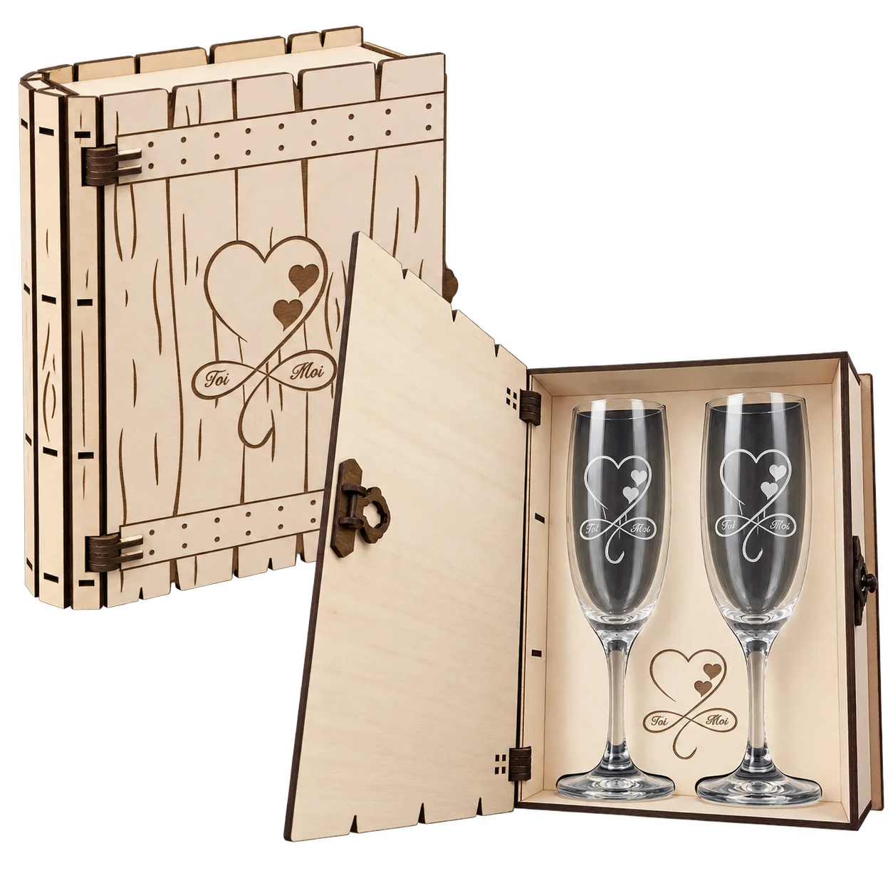 Coffret 2 flûtes à champagne personnalisé – Toi & Moi