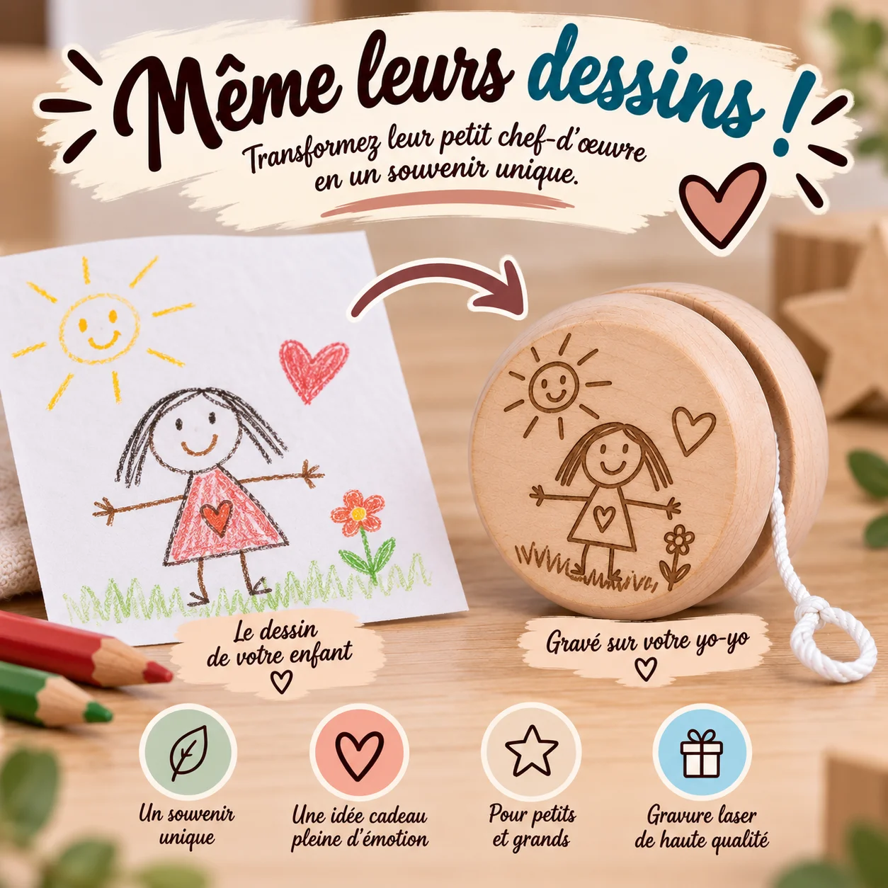 Yo-yo personnalisé en bois – Gravure sur les 2 faces – Image 6