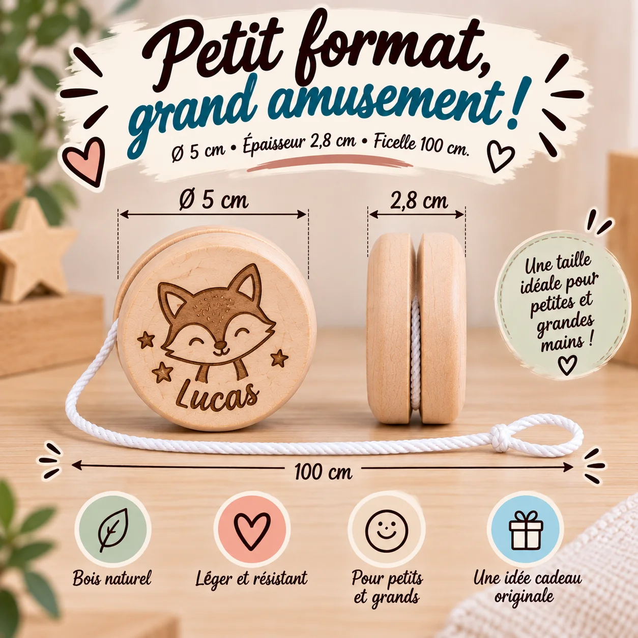 Yo-yo personnalisé en bois – Gravure sur les 2 faces – Image 9