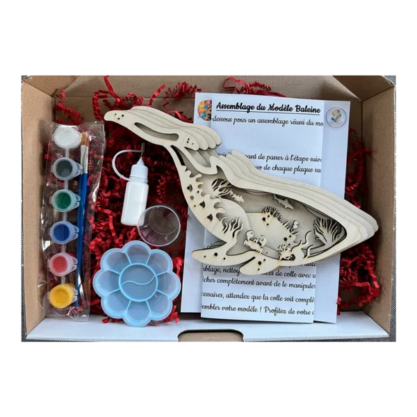 Kit créatif 3D en bois à peindre – Baleine