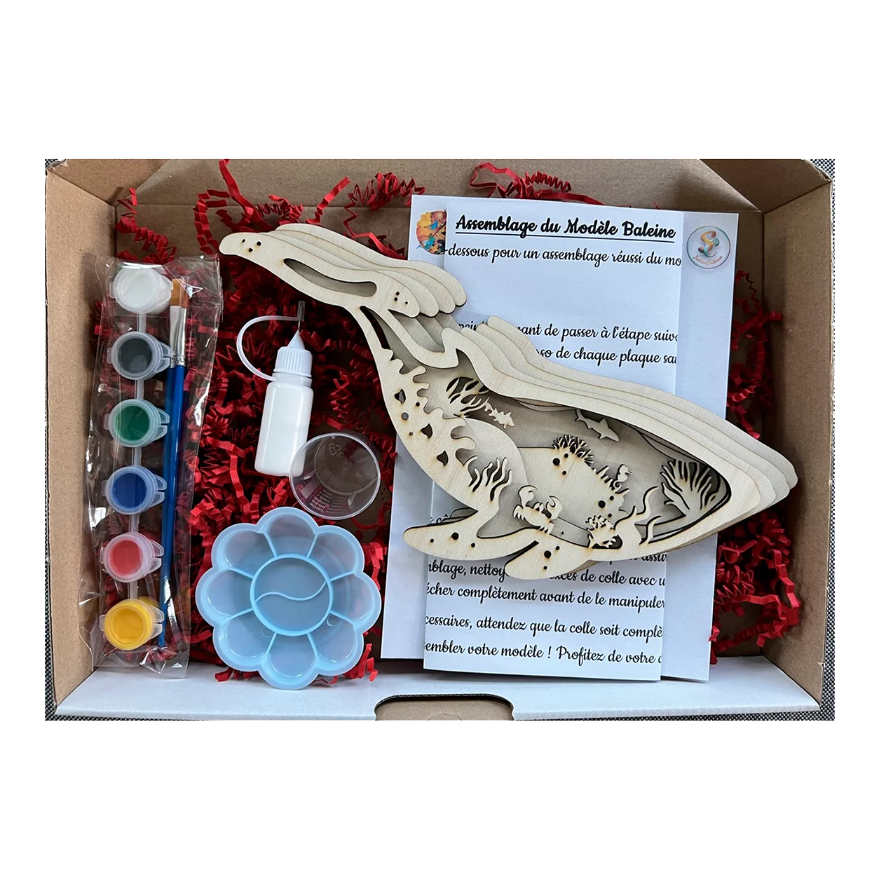 Kit créatif 3D en bois à peindre – Baleine