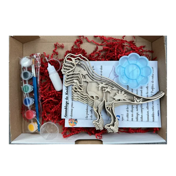 Kit créatif 3D en bois à peindre – Dinosaure T-Rex