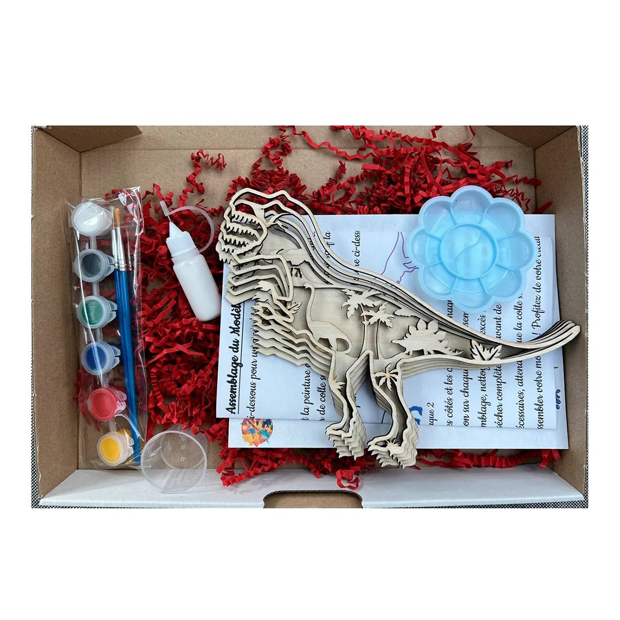 Kit créatif 3D en bois à peindre – Dinosaure T-Rex