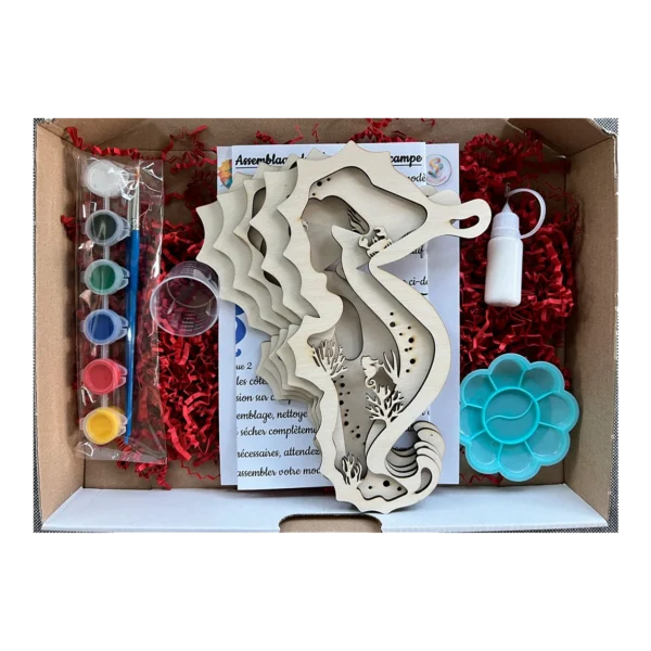 Kit créatif 3D en bois à peindre – Hippocampe