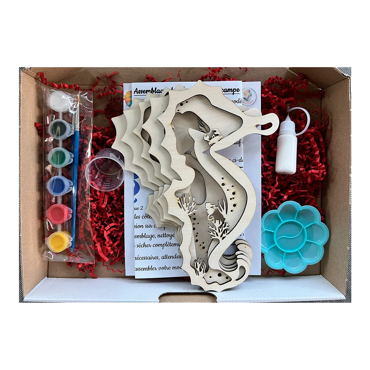 Kit créatif 3D en bois à peindre – Hippocampe