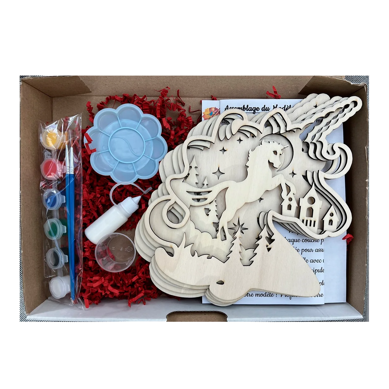 Kit créatif 3D en bois à peindre – Licorne