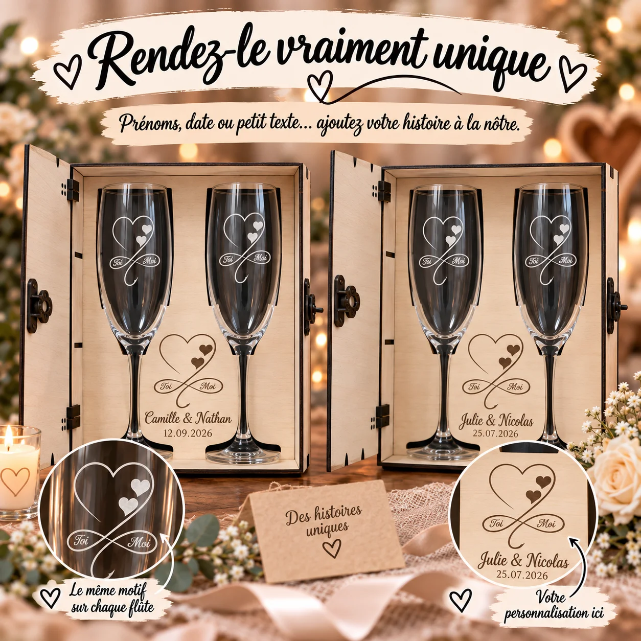 Coffret 2 flûtes à champagne personnalisé – Toi & Moi – Image 3